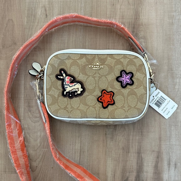 NEW Coach Kids' Tan and Orange Bag with Fun Patches